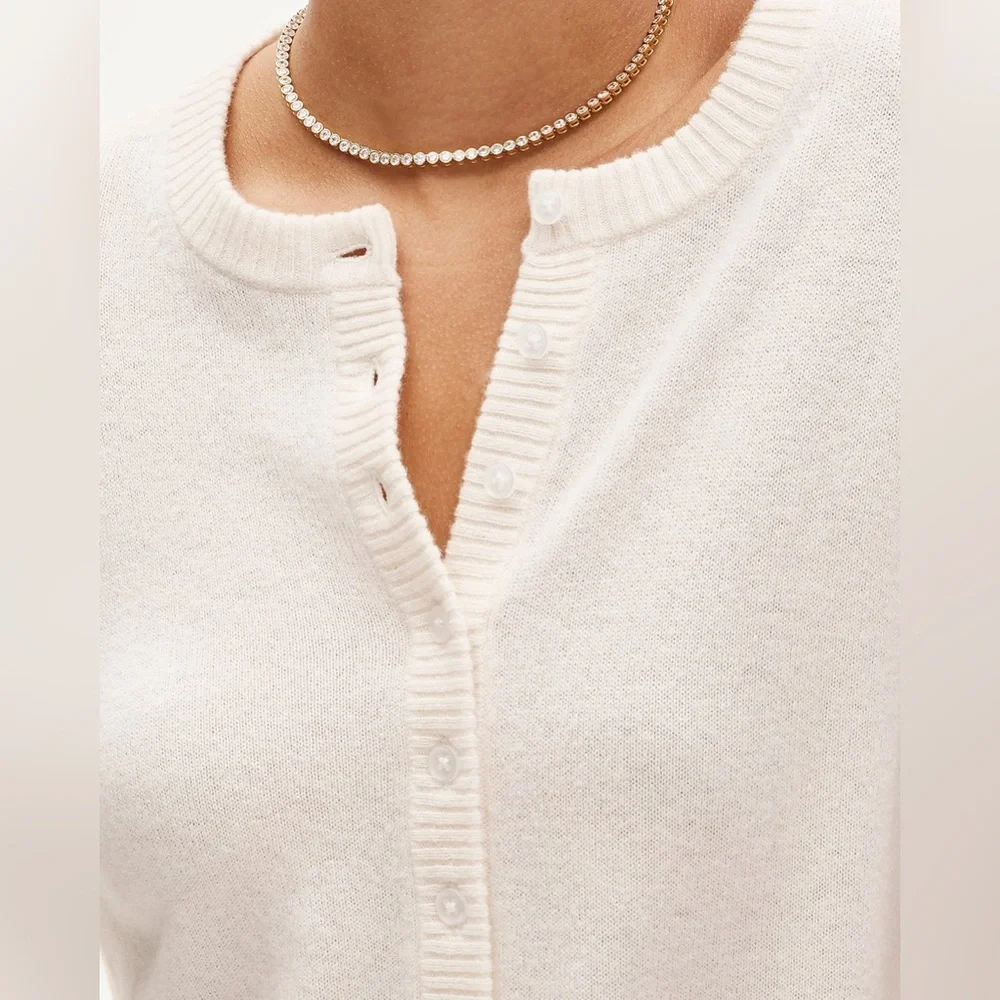 NWOT J. Crew Perfect Cashmere Cardigan in Snow Cream White Sz XL